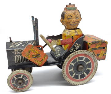 Marx Joy Rider Tin Windup Crazy Car Toy (Works): Circa late 1920s-1930s. Louis Marx Co. wind up tin litho Joy Rider crazy car. Tested and works very well. Vintage.