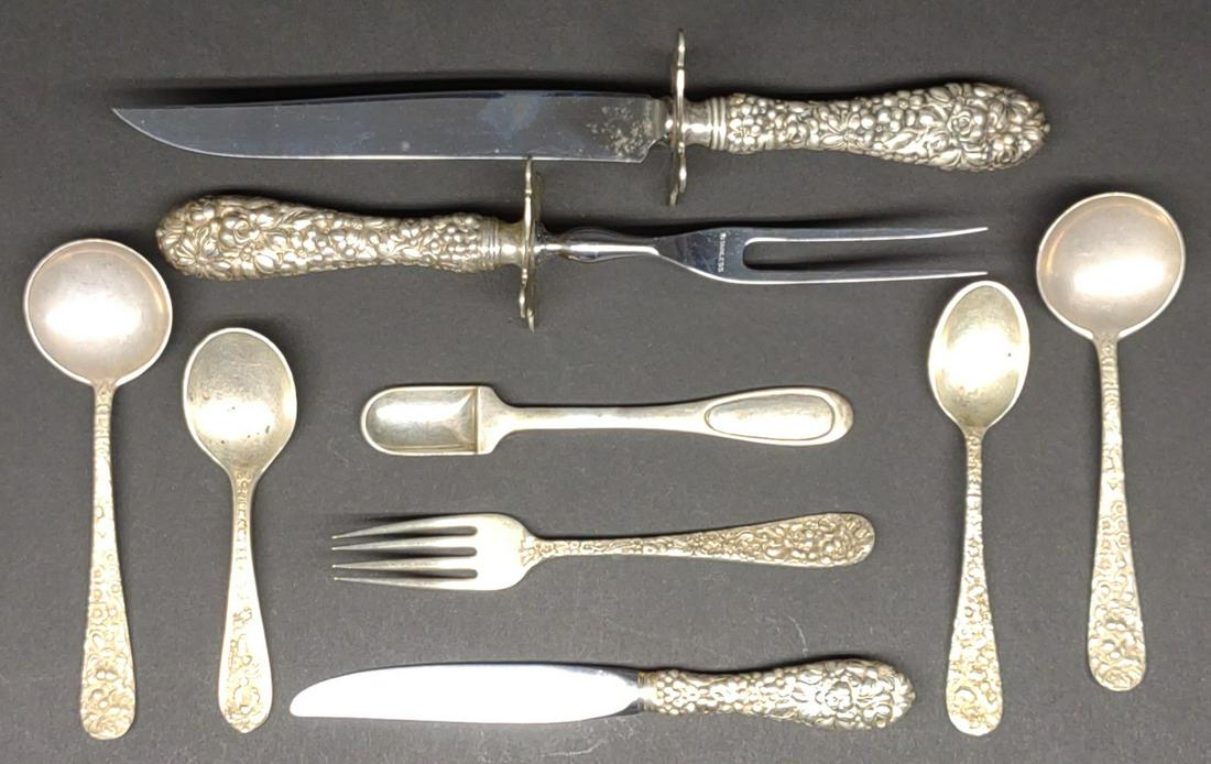 9 pc Stieff Sterling Silver Rose Silverware Set (1 of 10)