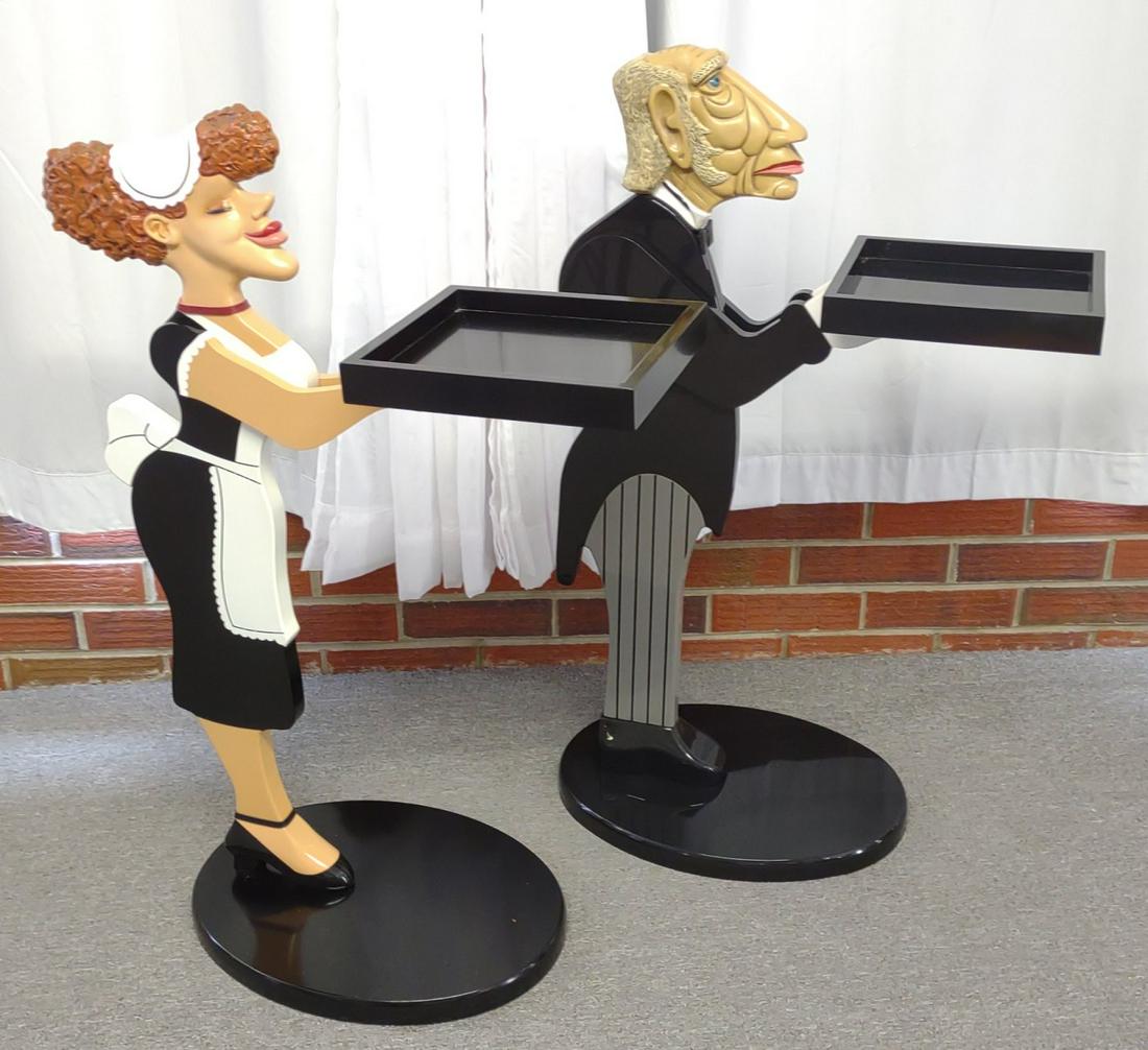 Bombay Co. Maid & Butler Side Tables / Wine Trays: Pair of Bombay Company freestanding side tables / serving trays of Millie the Maid and James the Butler. Both are labeled "The Bombay Company. Excellent condition.NOTE: In-House International Shipping