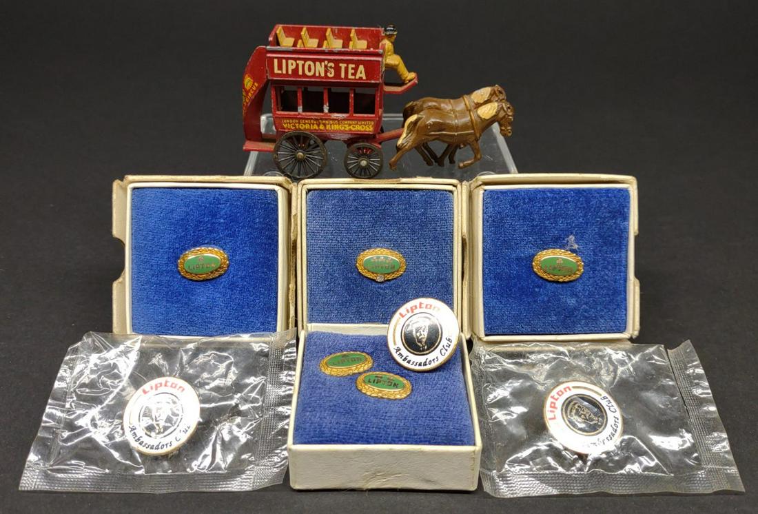 Lipton Tea Service Pins & Lesney Diecast Wagon (1 of 15)