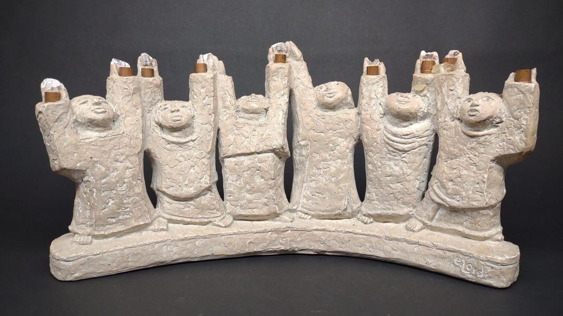 Ellen Lord Austin Prod. Menorah Sculpture: Marked Austin Productions 1985. ELord. Fingers / hands are chipped.