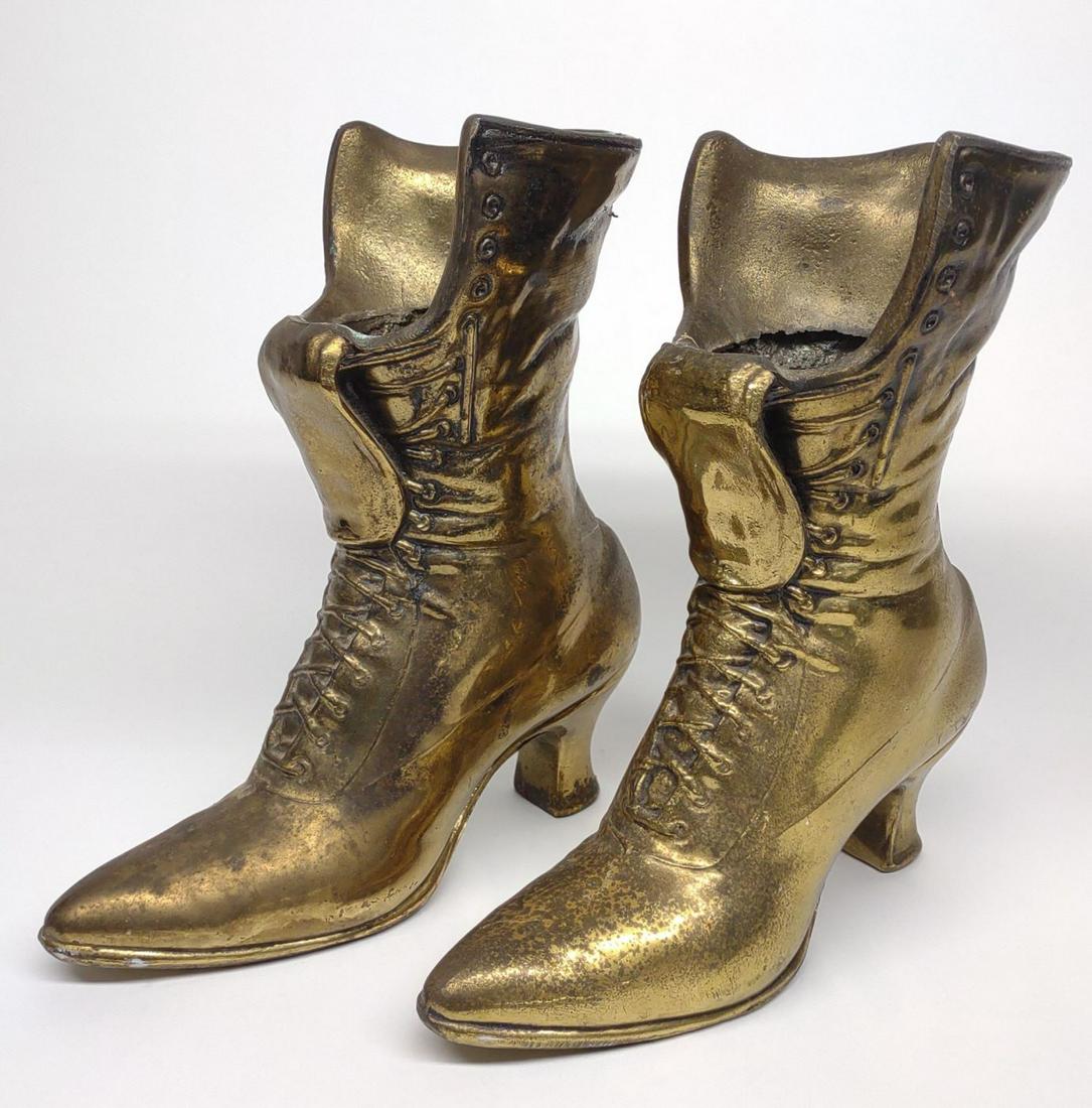 Pair of Brass Victorian Boot Planters / Vases (1 of 7)