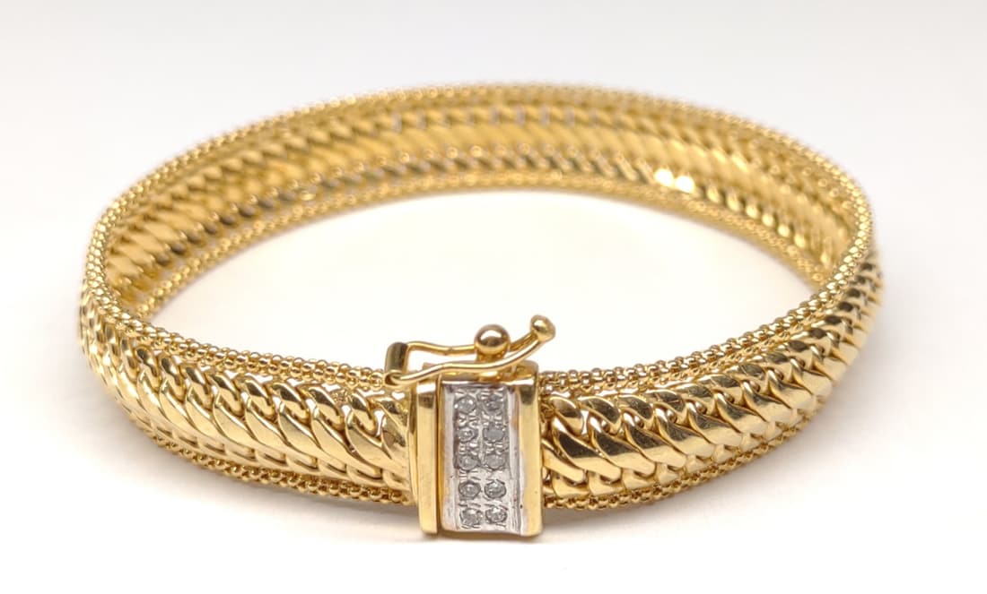 14k Gold 7 Diamond Chain Bracelet (10.76g) (1 of 7)