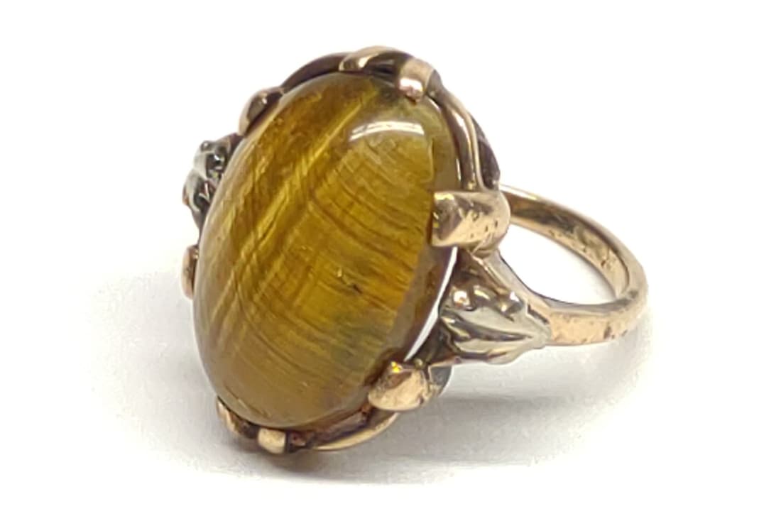 10k Gold Tiger Eye Ring sz 5 (3.78g) (1 of 6)