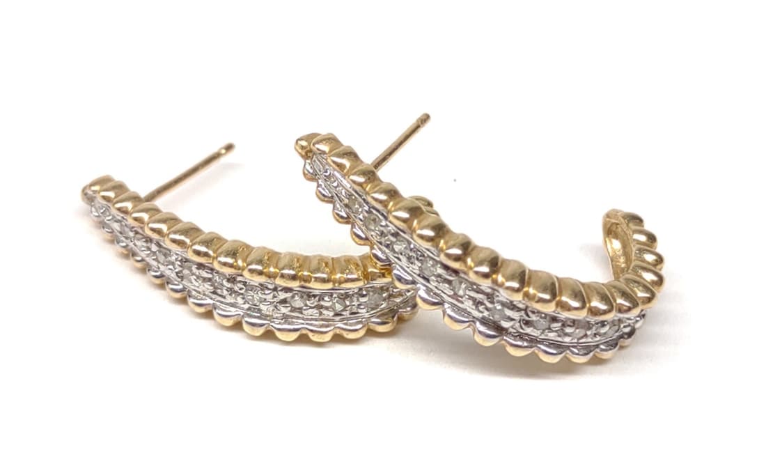 14k & Diamond Open Hoop Earrings (4.04g) (1 of 5)