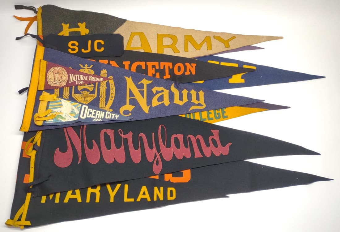 13 Vintage Felt College & Army Navy Pennants (1 of 5)