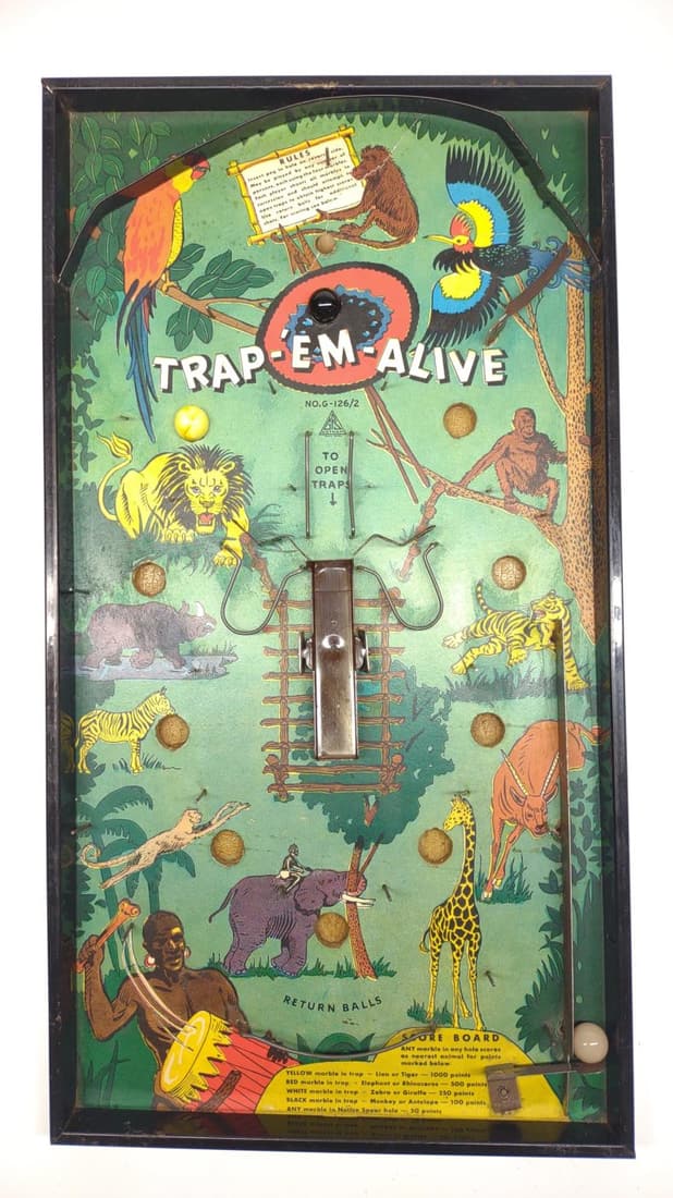 1936 Gotham Trap-Em-Alive Pinball Game (1 of 9)