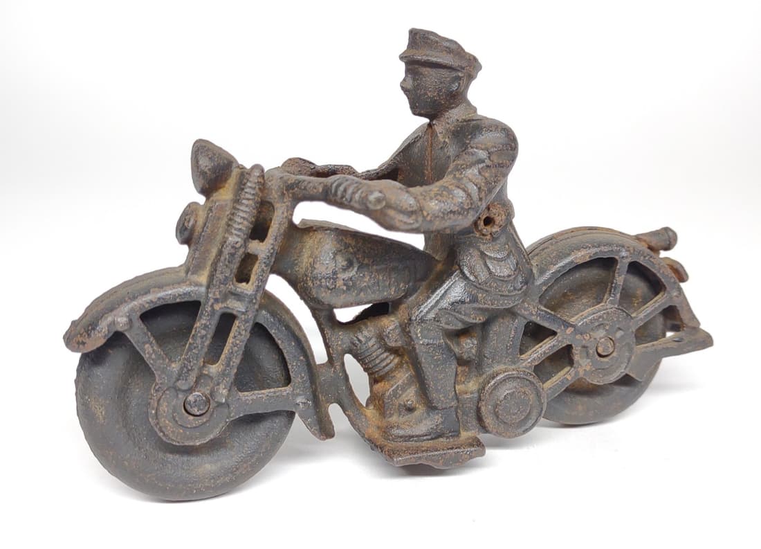 Cast Iron Hubley Patrol Motorcycle Toy (1 of 7)