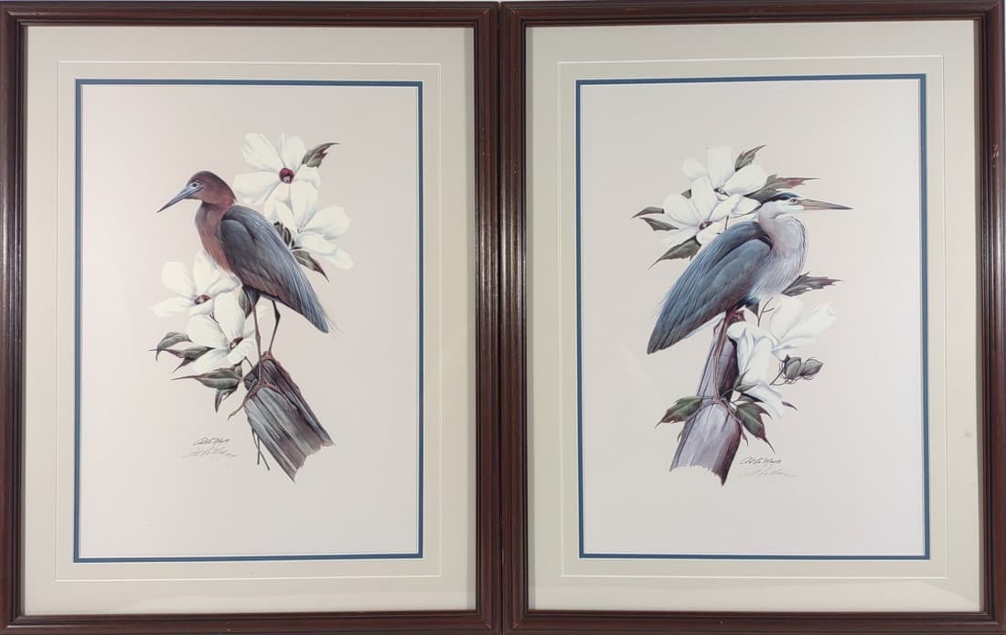 Pair of Art LaMay Signed Heron Prints (1 of 8)