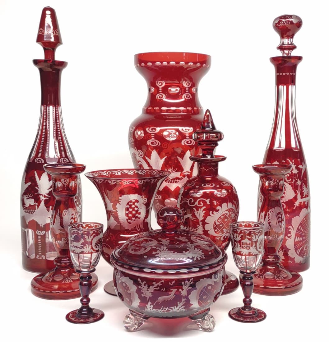 10 pc Bohemian Cut to Clear Glass (1 of 10)