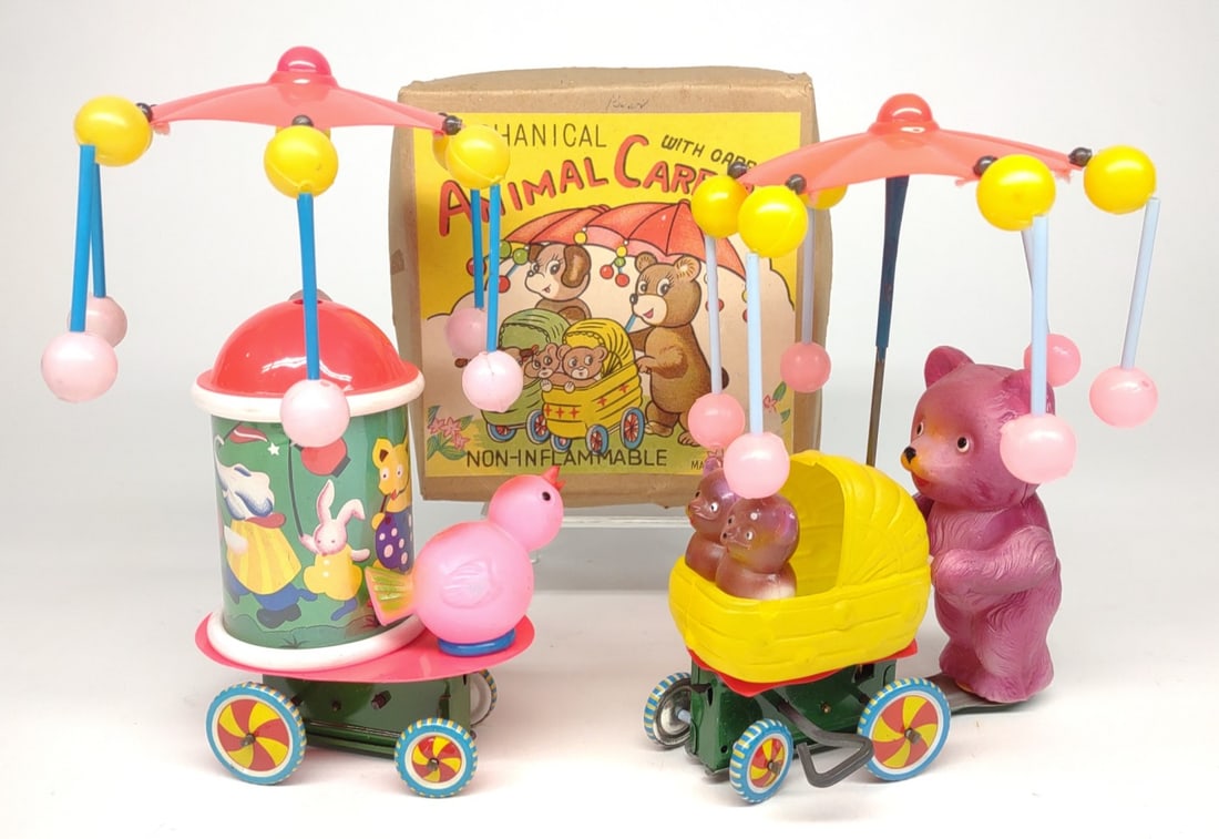 2 Celluloid Japan Animal Carriage Wind-Up Toys (1 of 8)