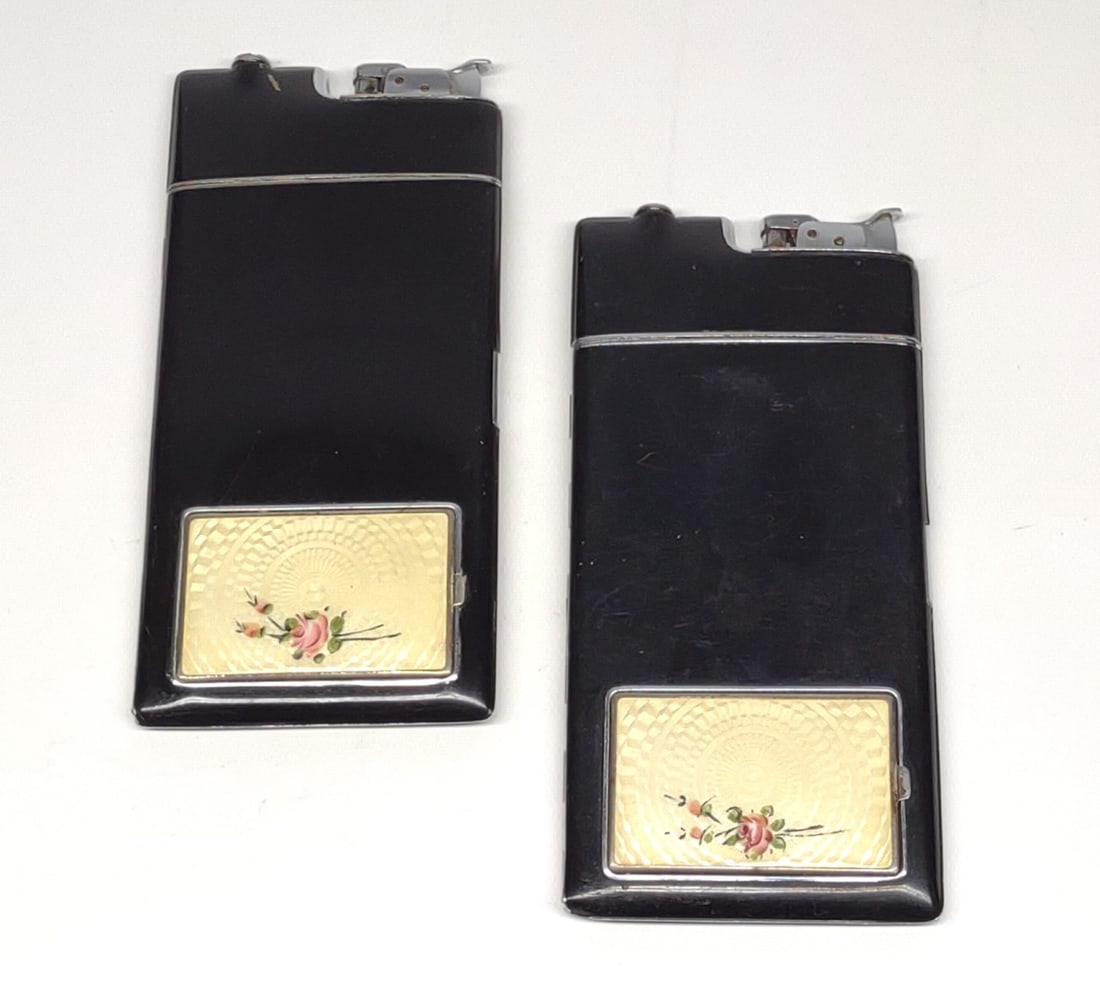 Two Art Deco Cigarette Case Lighter Compacts (1 of 7)