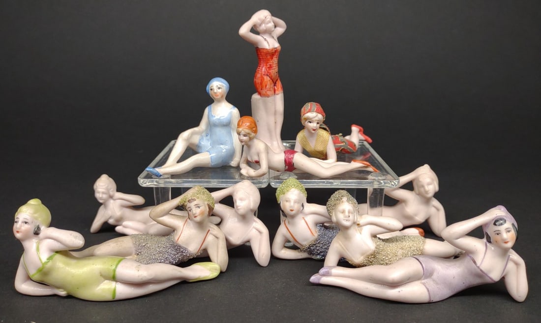 12 German Bisque Bathing Beauty Hertwig Figures (1 of 10)
