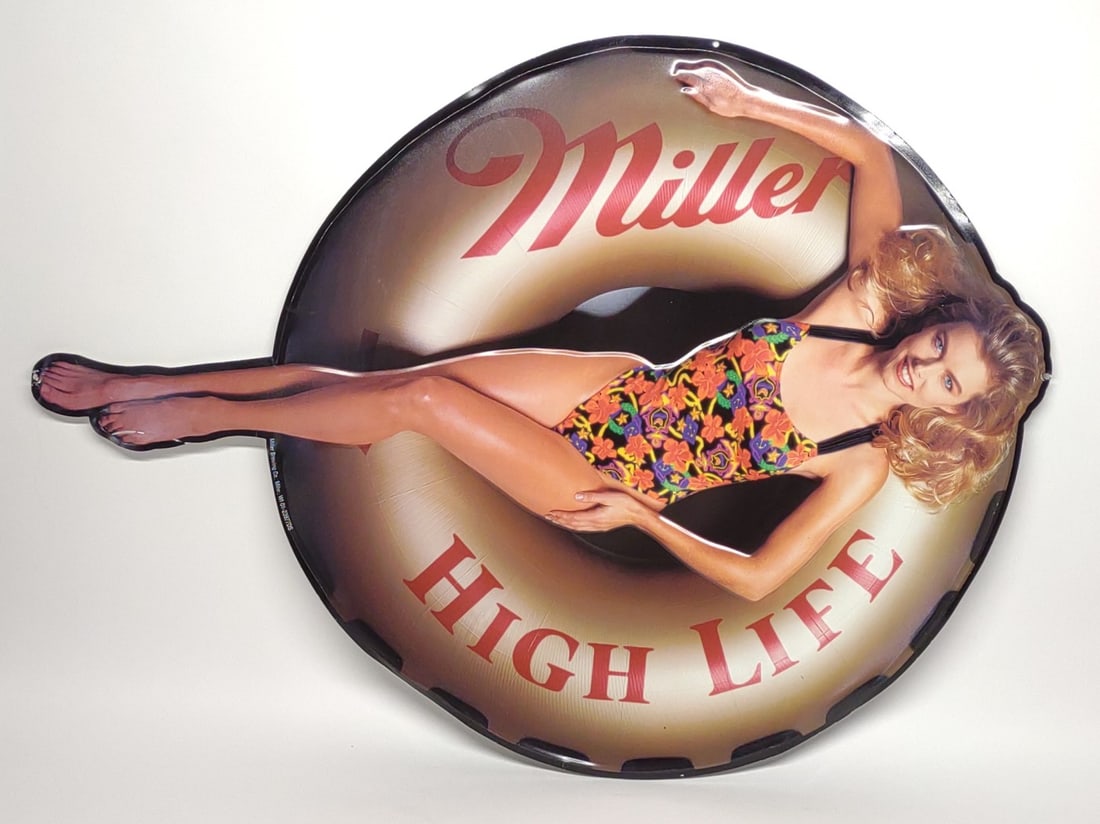 Miller High Life Beer Metal Die Cut Pool Girl Sign (1 of 5)