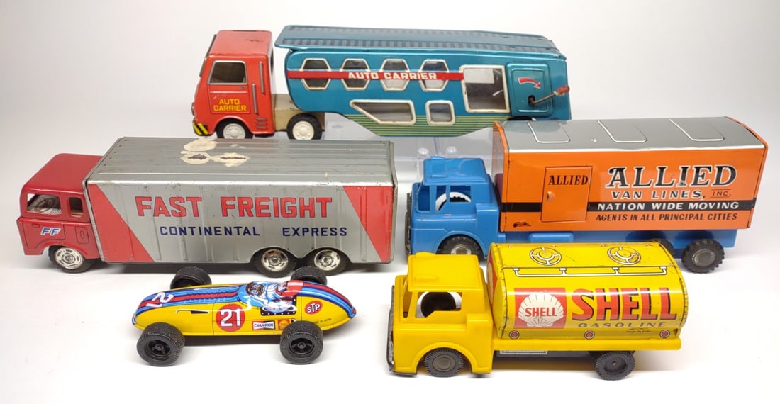 5 Japan Tin Friction Toy Advertising Trucks (1 of 16)