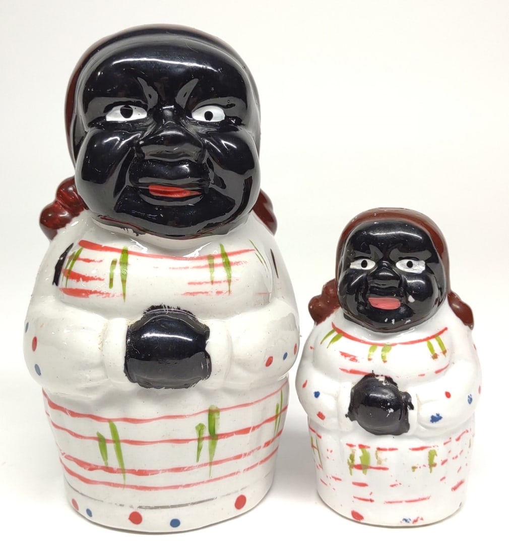 Two Black Americana Ceramic Salt & Sugar Shakers (1 of 5)