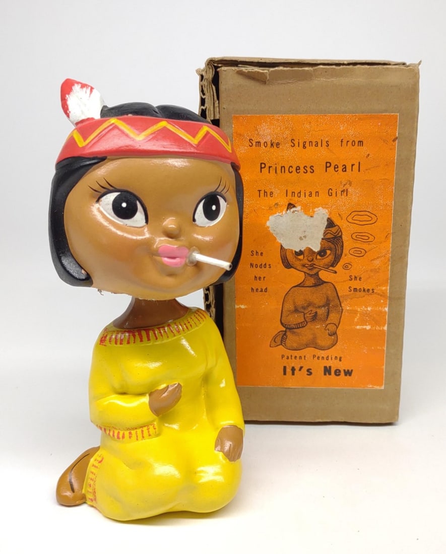 1960s Princess Pearl Smoking Indian Nodder w/ Box (1 of 10)