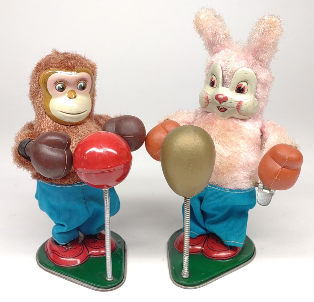 Japan Wind-Up Boxing Monkey & Bunny Toys (1 of 7)