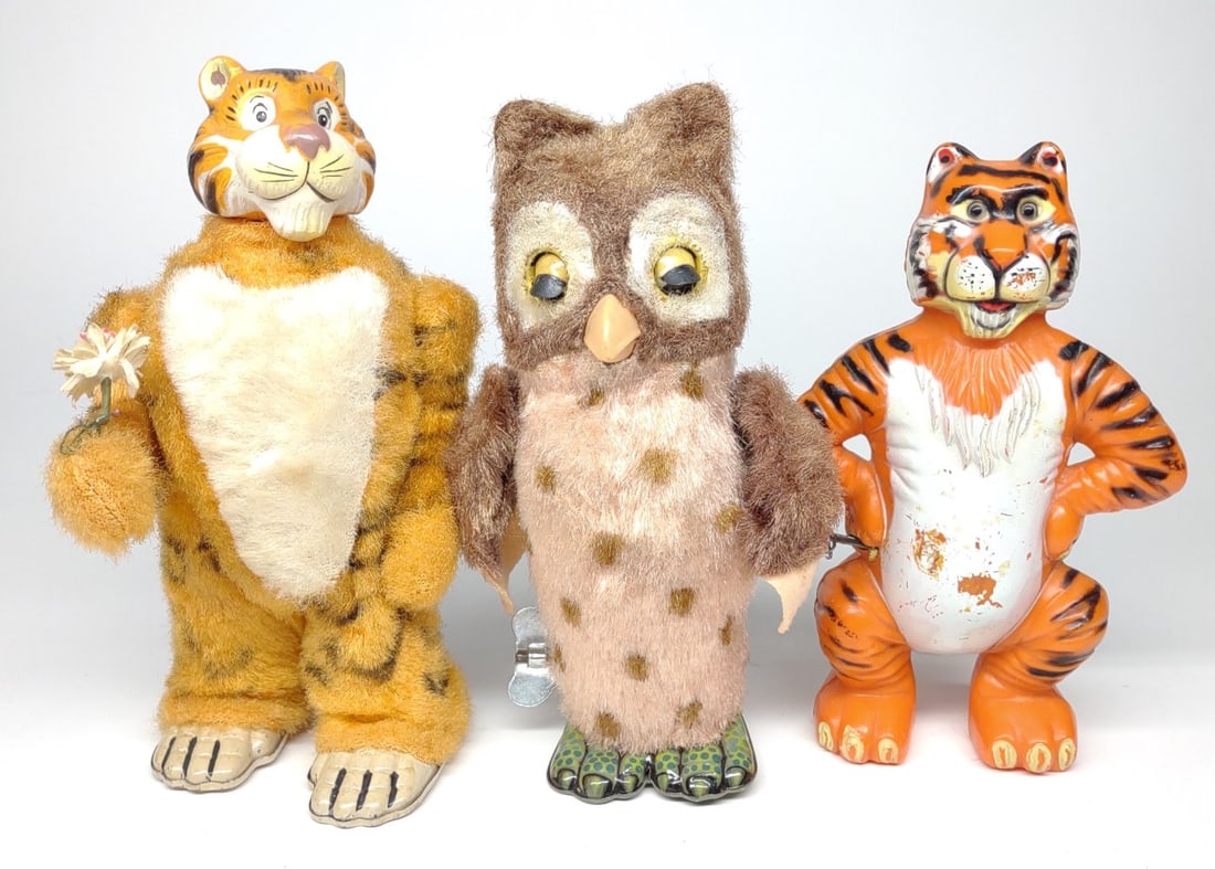3 Marx Wind-Up Mechanical Toys (Tigers & Owl) (1 of 8)