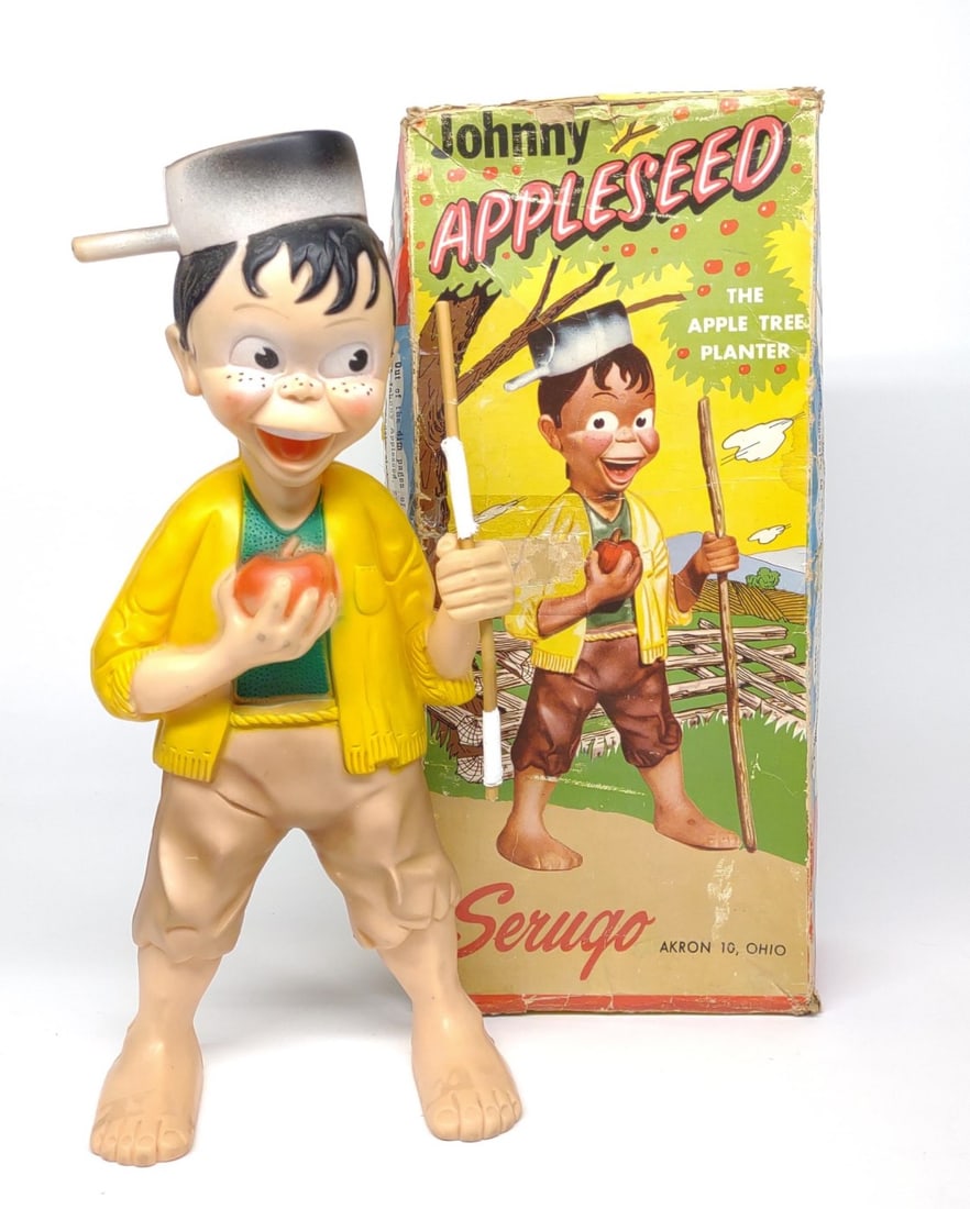 1950s Johnny Appleseed Rubber Squeaky Toy w/ Box (1 of 8)