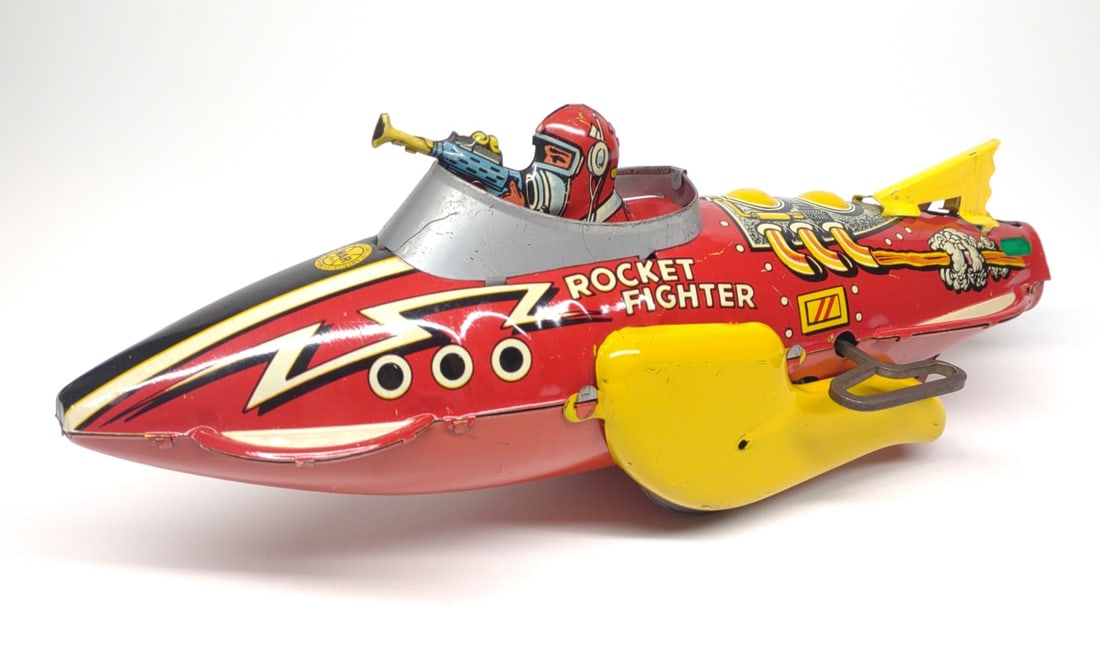 Marx Sparkling Rocket Fighter Ship Tin Windup Toy (1 of 8)