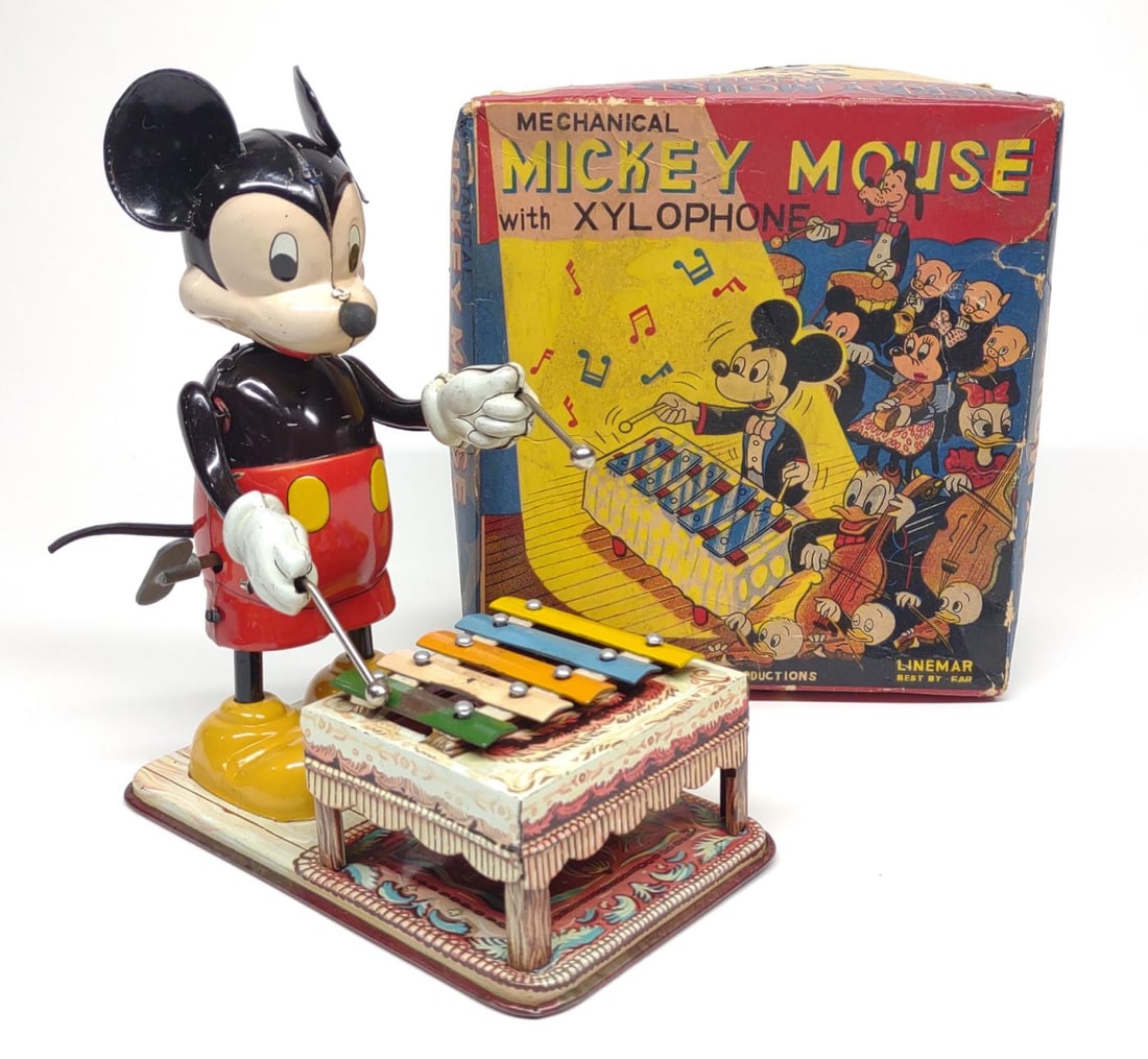 Linemar Mickey Mouse Xylophone Tin Toy w/ Box (1 of 11)