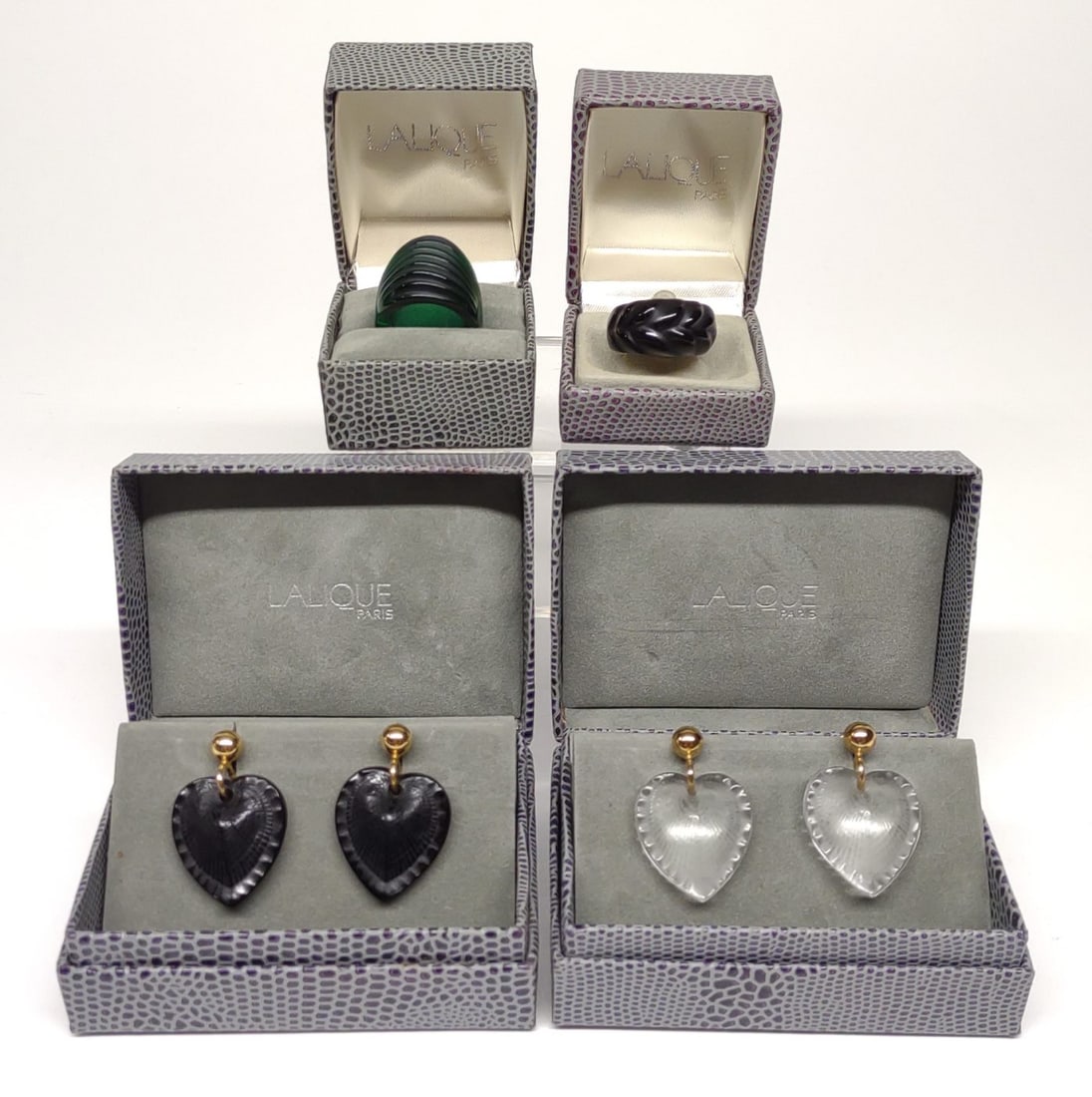 Lalique Signed Crystal Jewelry (Rings & Earrings) (1 of 13)