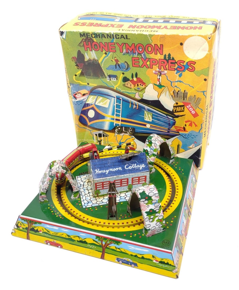 Linemar / Marx Honeymoon Express Wind-up Tin Toy (1 of 7)