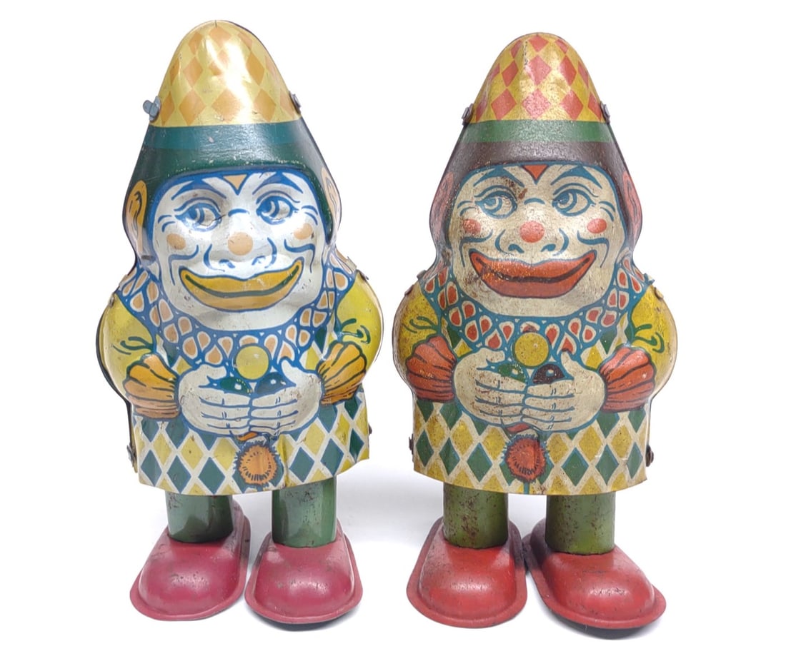 2 Early J Chein Wind-up Tin Clown Toys (1 of 6)