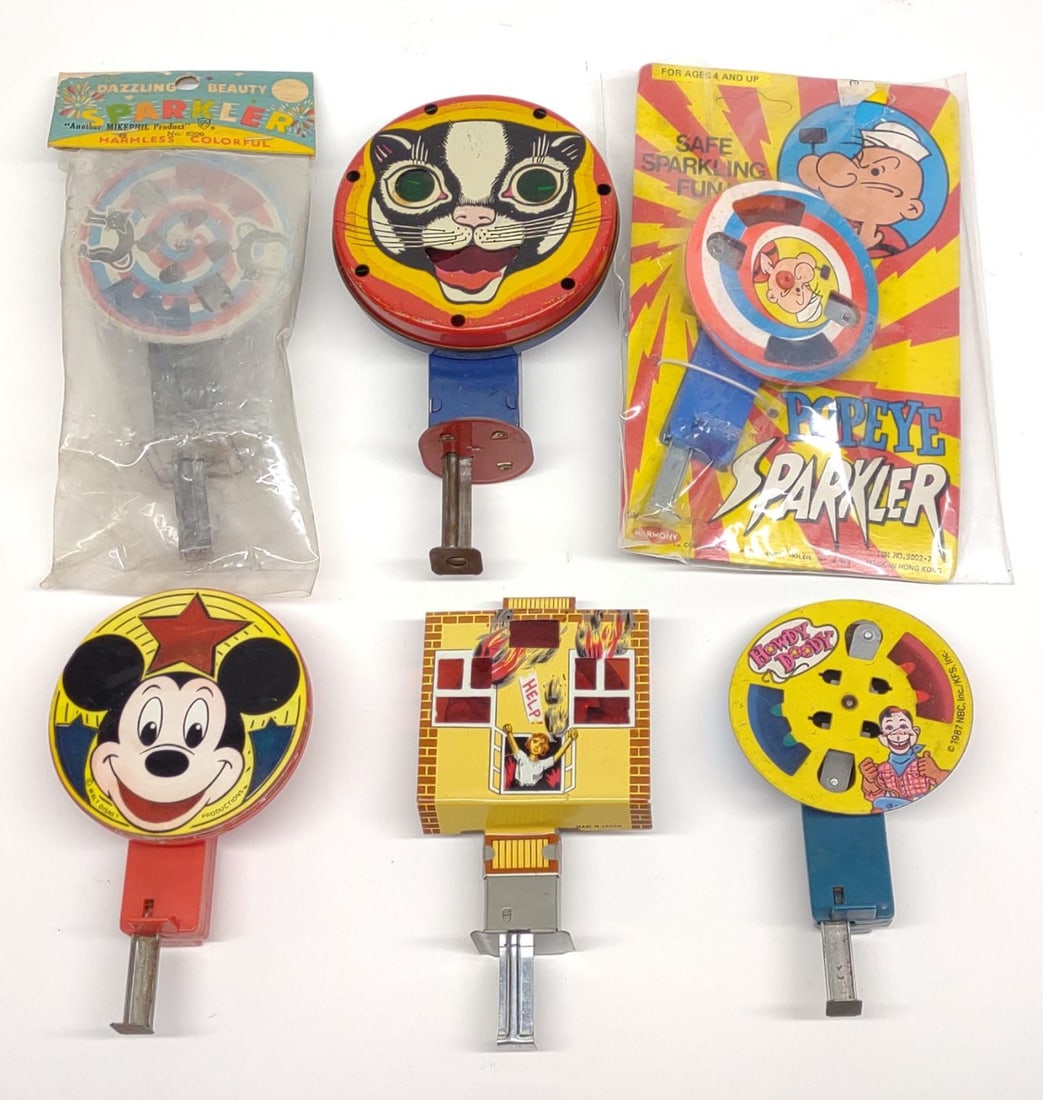 6 Vintage Tin Sparkler Toys (1 of 8)