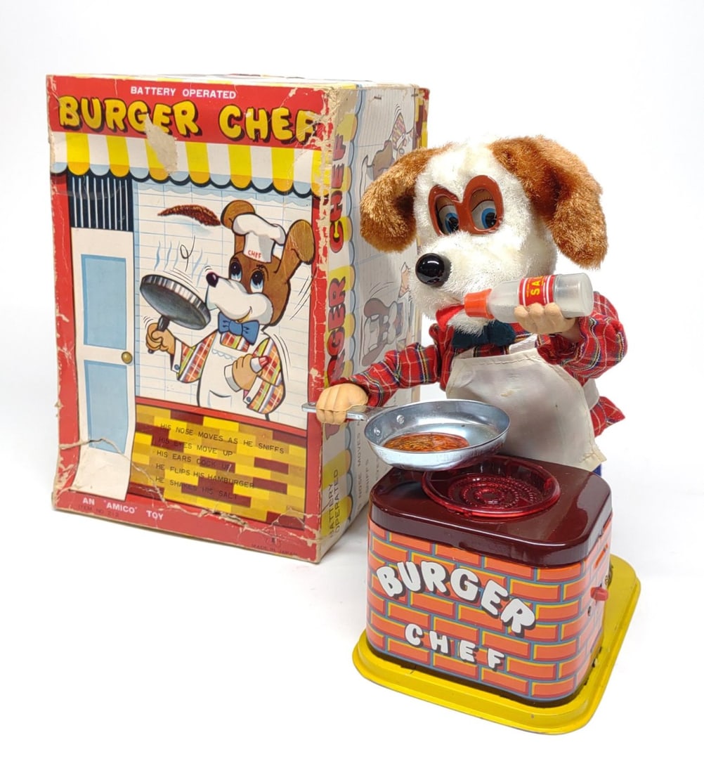 Japan Battery Op Burger Chef Toy w/ Box (Works) (1 of 12)