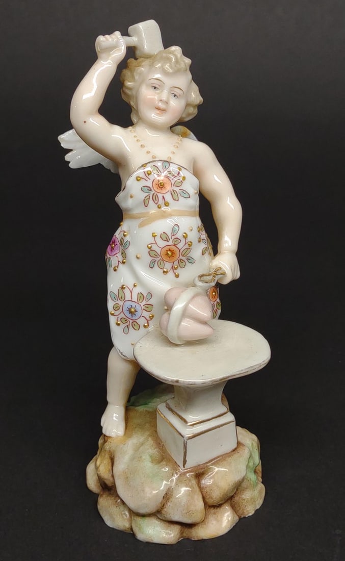 Antique Porcelain Cupid Blacksmith Figure (1 of 8)