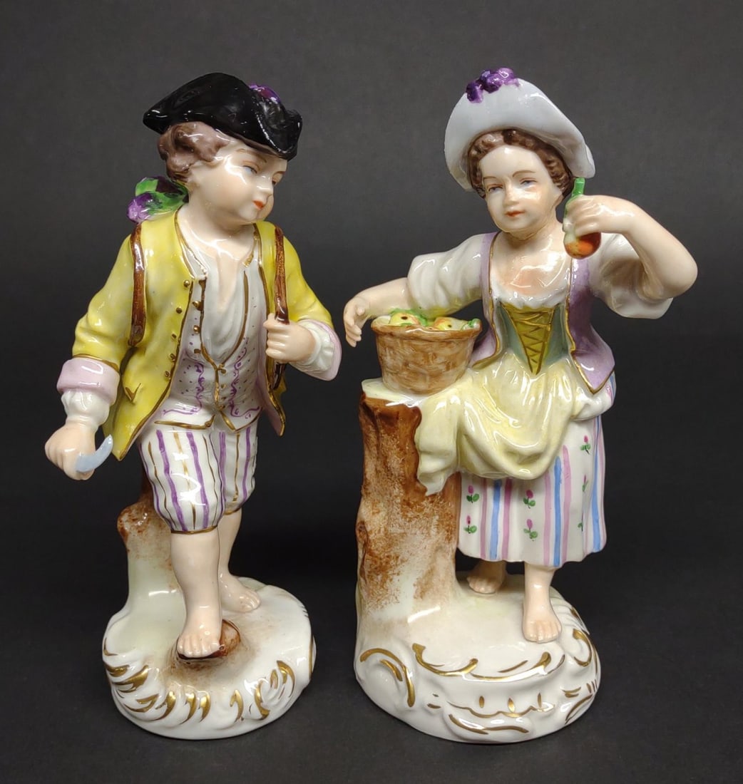 Pair of Dresden German Porcelain Figures (1 of 8)