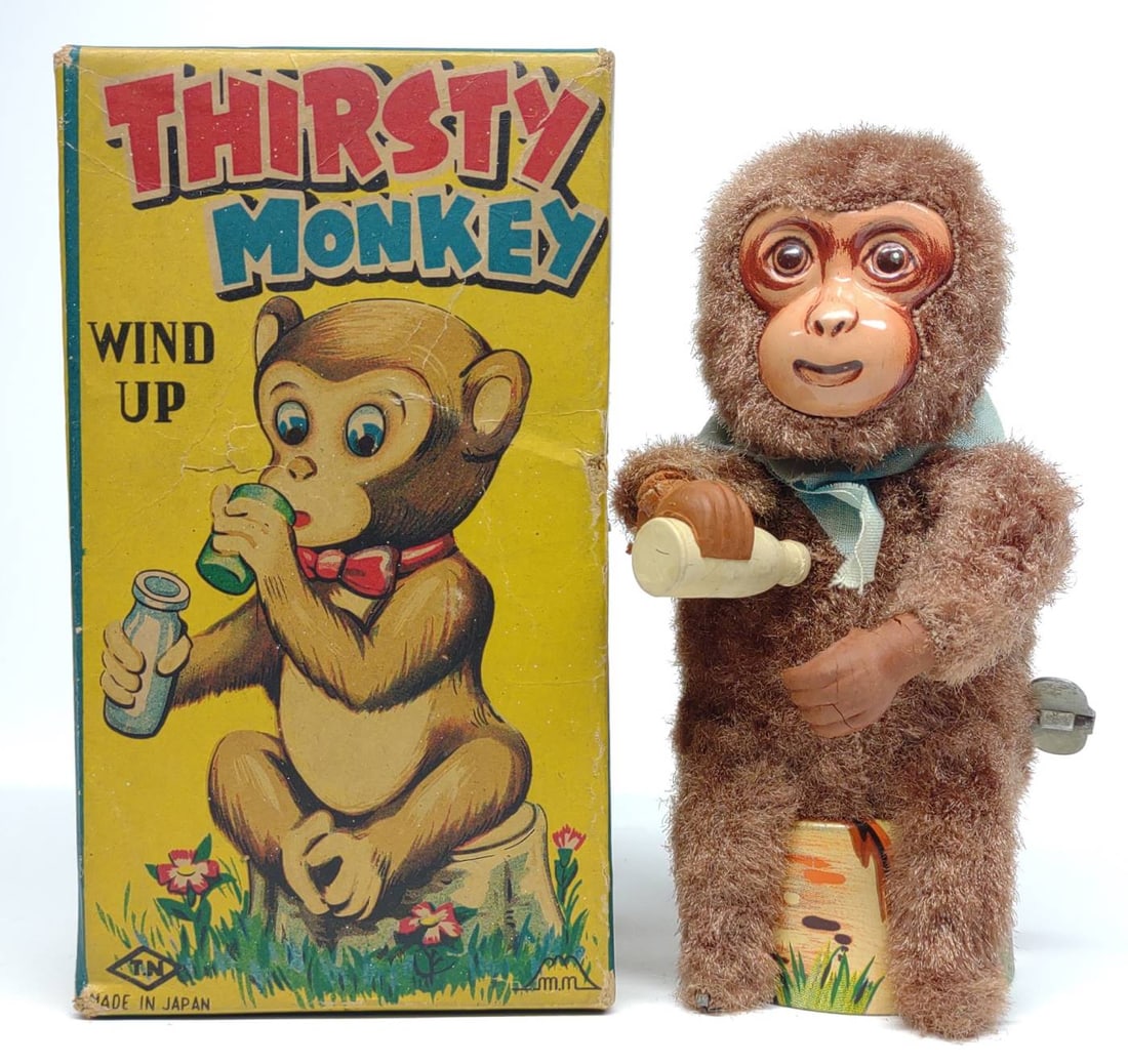 Japan Thirsty Monkey Wind-up Toy w/ Box (TN) (1 of 10)