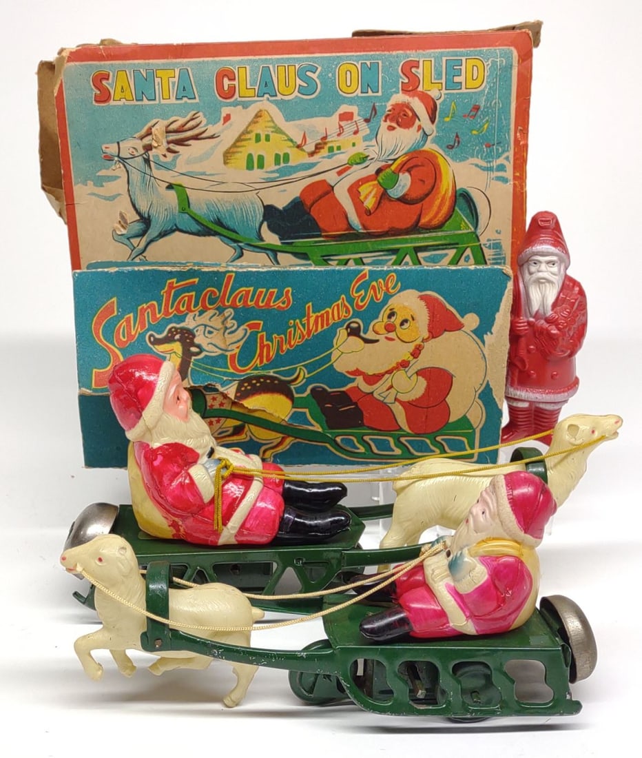 3 Japan Celluloid Santa Toys (1 of 9)