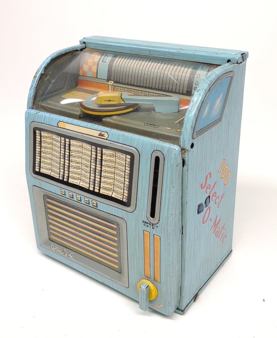 Japan Tin Wind-up Select O Matic Jukebox Coin Bank (1 of 8)