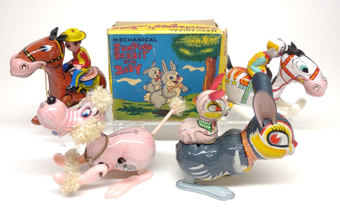4 Japan Wind-up Tin Litho Jumping Toys (Mikuni) (1 of 6)