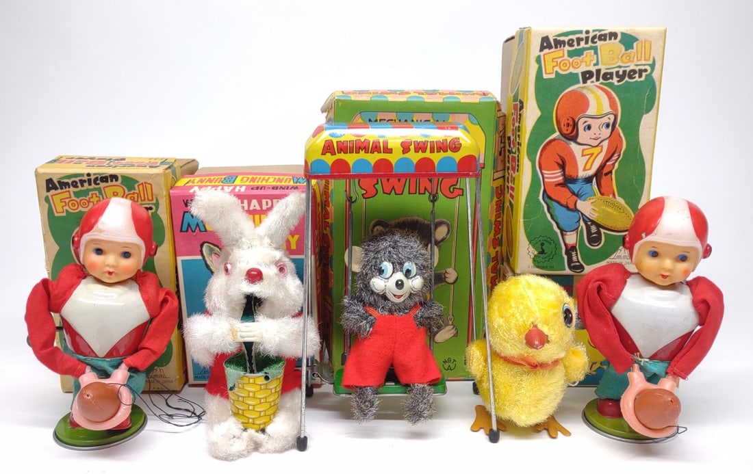 5 Japan Wind-up Toys w/ Boxes (Football & more) (1 of 9)