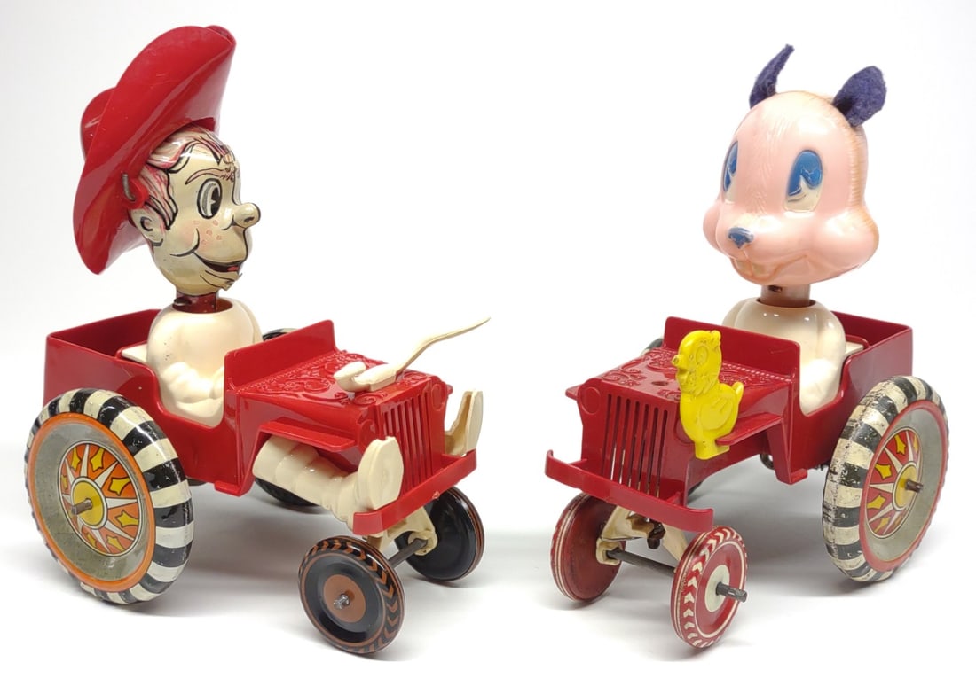 2 Marx Wind-up Crazy Car Toys Sheriff Sam & Peter (1 of 9)