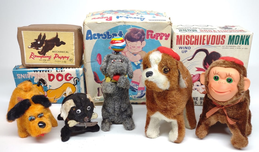 5 Japan TN Wind-up Dogs & Monkey Toys w/ Box (1 of 13)