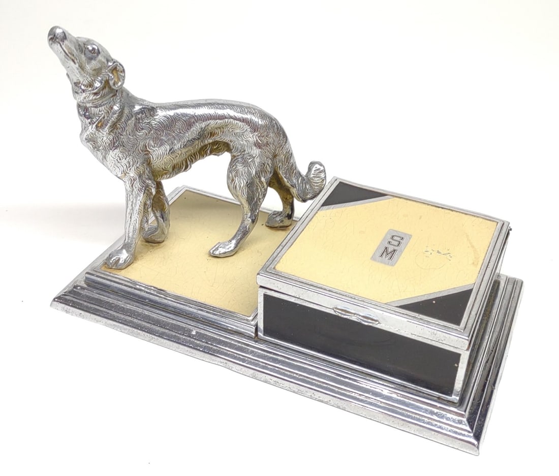 Art Deco Ronson Figural Borzoi Dog Cigarette Box (1 of 8)