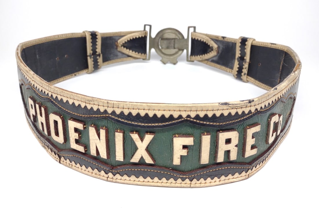 19th c. Leather Fireman's Belt (Phoenix Fire Co) (1 of 8)