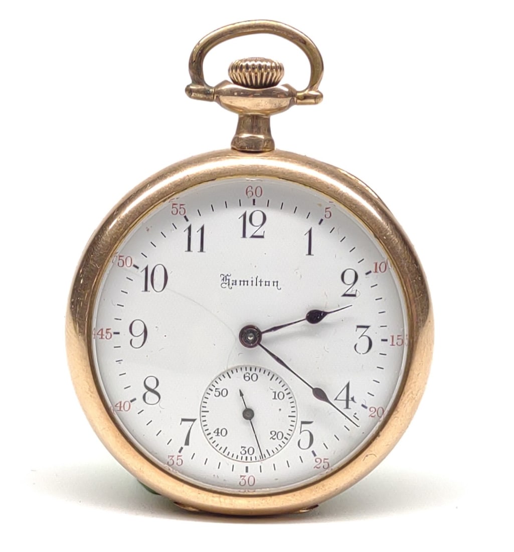 1914 Hamilton Pocket Watch 910 17J (Works) (1 of 8)