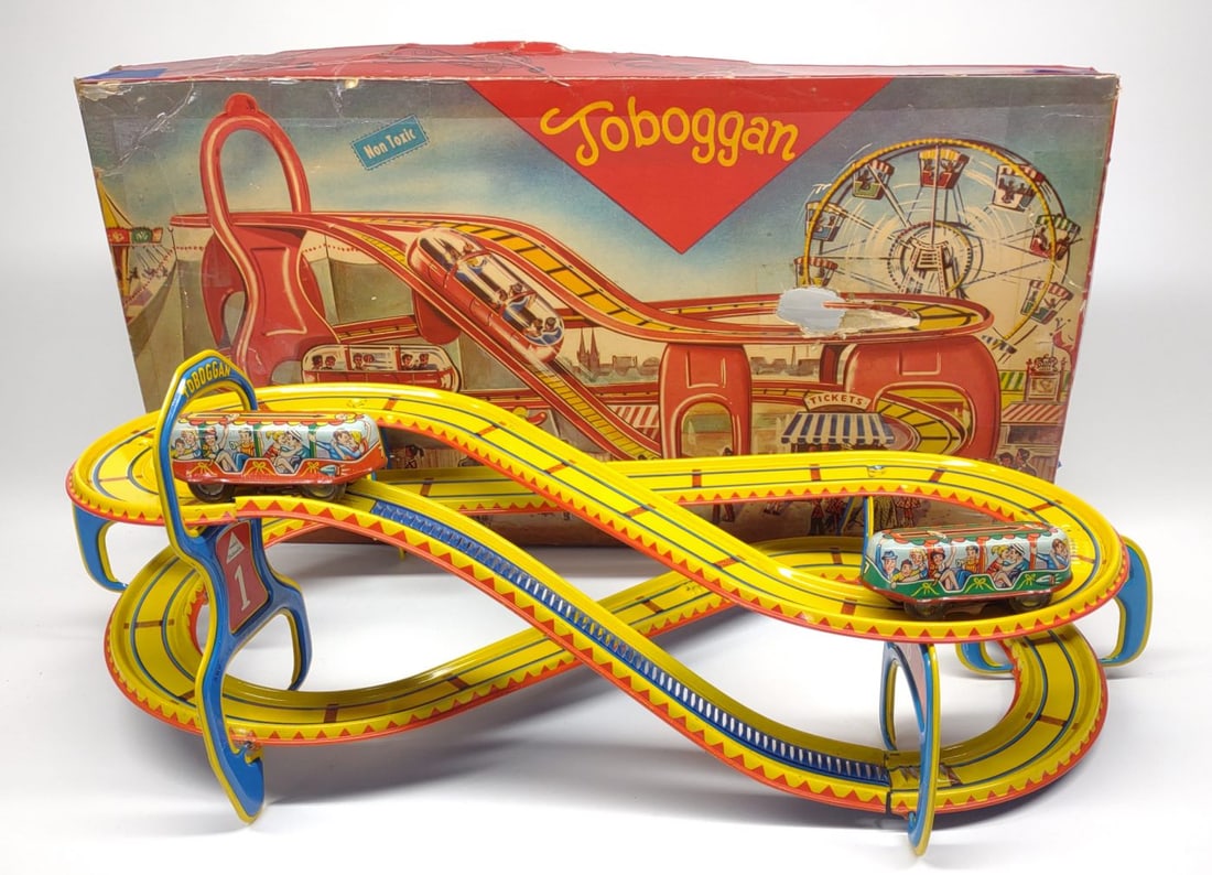 1950s Tin Technofix Toboggan Roller Coaster Toy (1 of 13)
