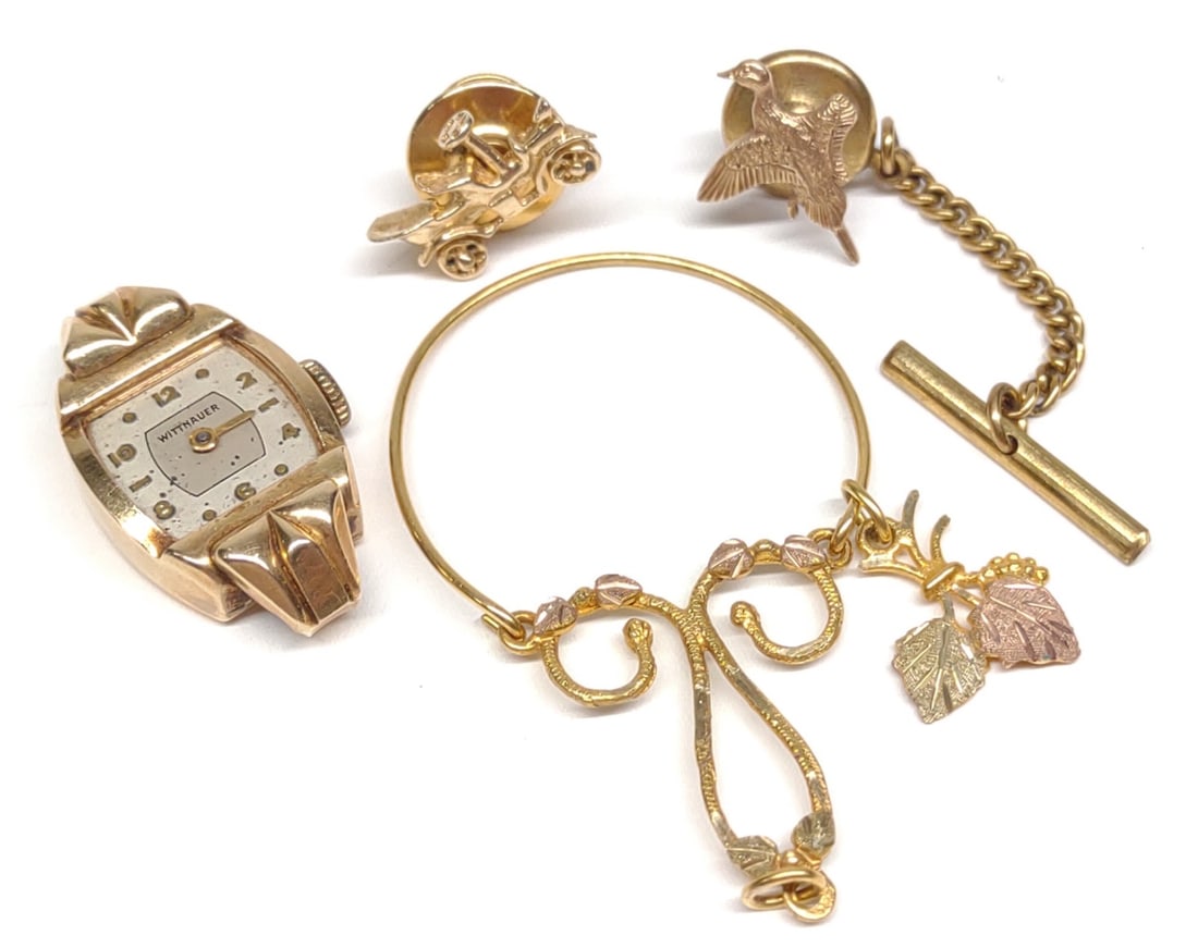 10K & 14K Gold Charm holder, Pins, & Watch (1 of 9)