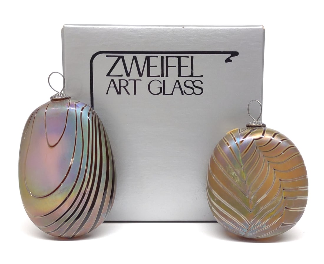 2 Zweifel Art Glass Christmas Ornaments (Signed)-A (1 of 6)