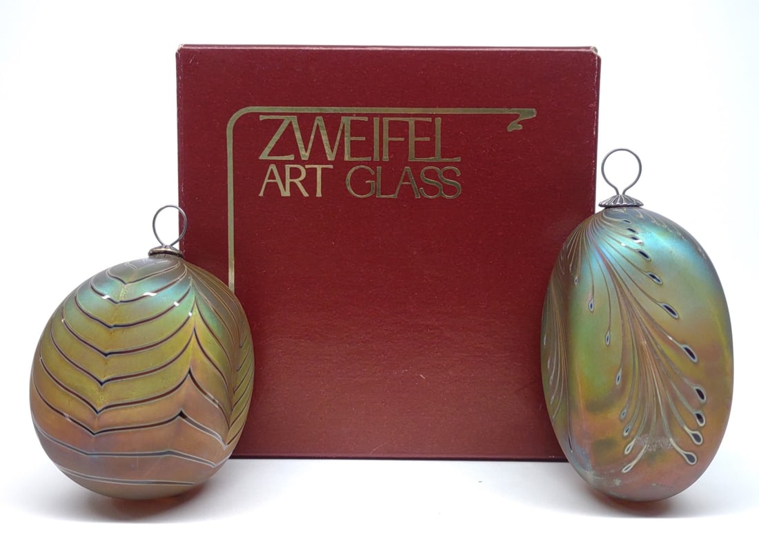 2 Zweifel Art Glass Christmas Ornaments (Signed)-B (1 of 5)