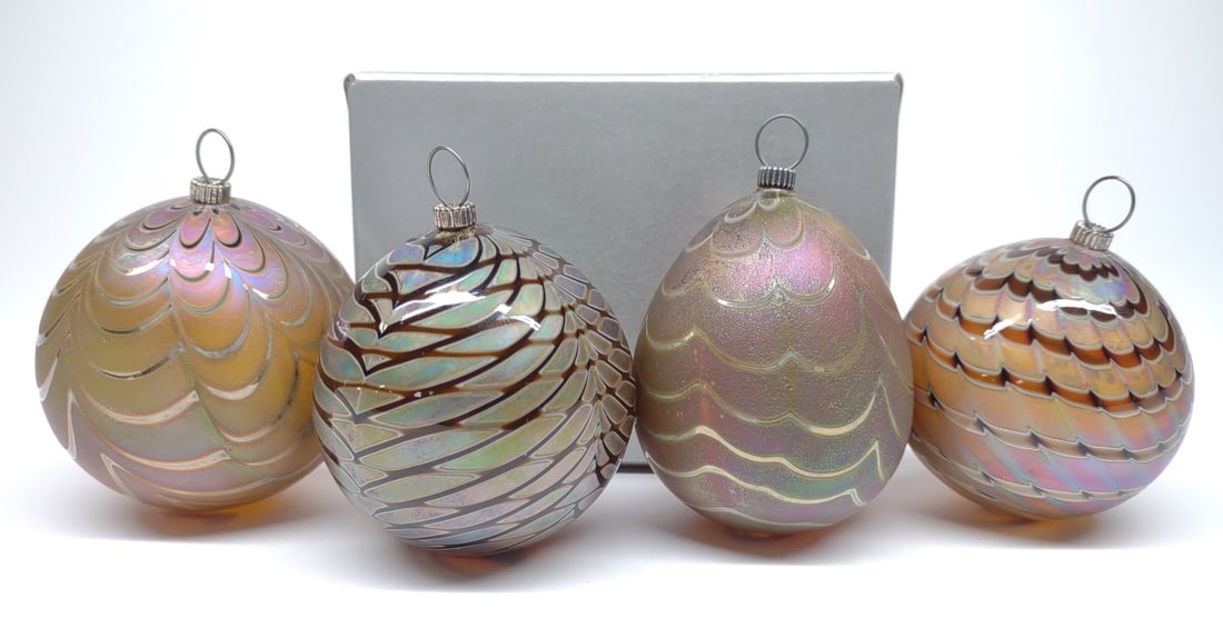 4 Zweifel Art Glass Christmas Ornaments (Signed)-B (1 of 5)