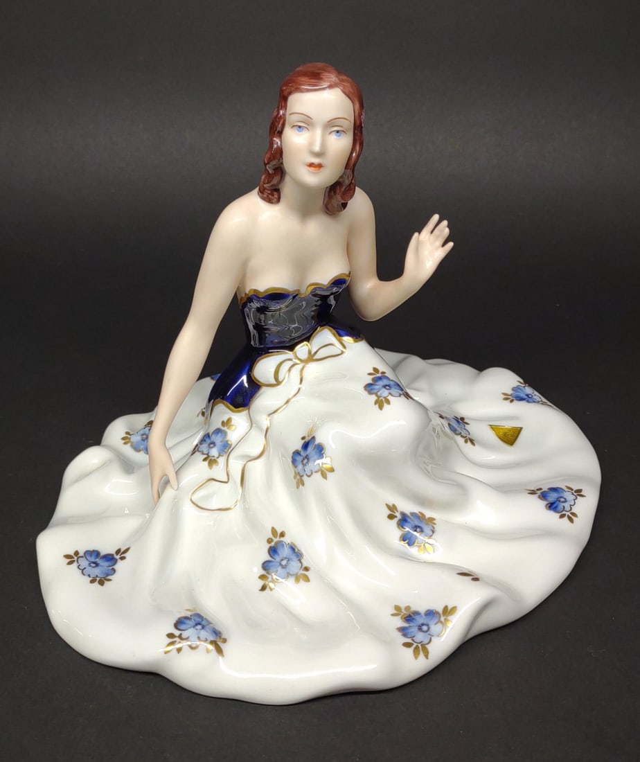 Royal Dux Porcelain Lady in Dress Figure 7" Tall (1 of 9)