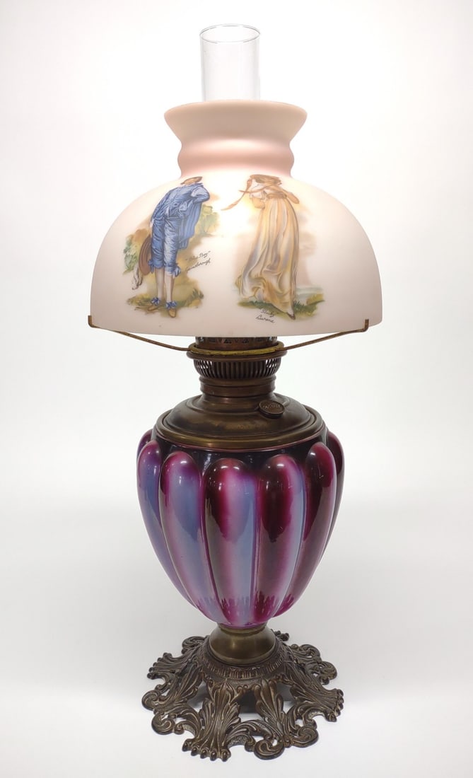 Vintage Rayo Oil Lamp w/ Pink Glass Shade (1 of 8)